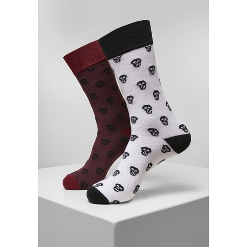 Urban Classics Accessoires Skull Allover 2-Pack Burgundy/White Cene