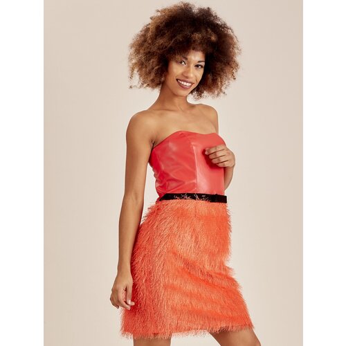 Fashion Hunters Orange dress with fringe Slike
