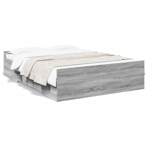 VidaXL Posteljni okvir s predali siva sonoma 120x200 cm inženirski les Slike