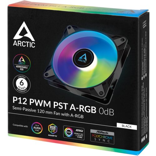 Arctic P12 PWM PST A-RGB 120mm 4-pin ventilator, črn, (21264577) Slike