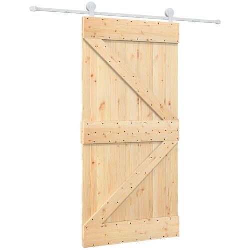 VidaXL Klizna vrata s priborom za montažu 100x210 cm masivna borovina Slike