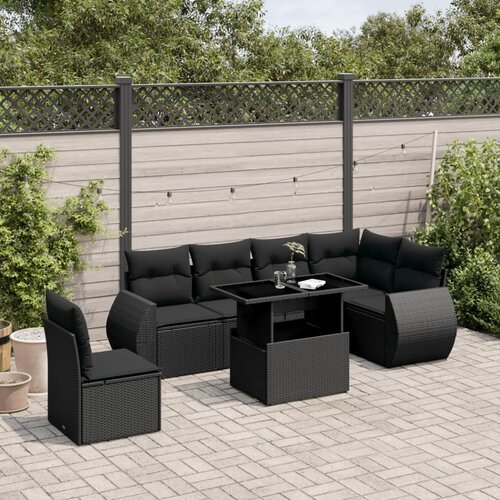 vidaXL 7-dijelni set vrtnih sofa od poliratana s jastucima crni Cijene