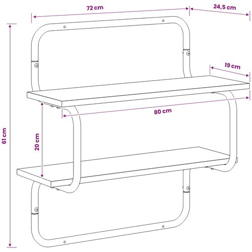  Zidna polica s 2 razine Hrast sonoma 80 x 24,5 x 61 cm Slike