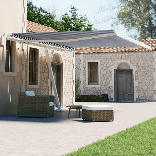 Tenda sklopiva tenda na ručno upravljanje 450 cm crno-bijela Slike
