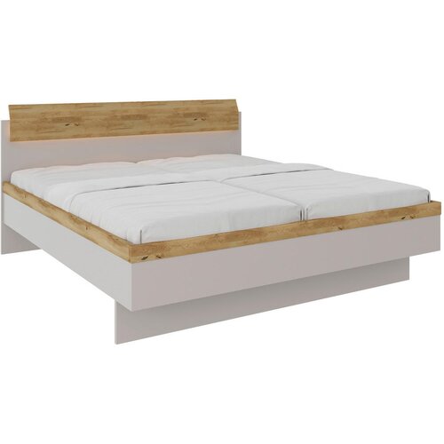 Dieter Knoll POSTELJA 180 cm x 200 cm , les, leseni material barve hrasta, svetlo siva Cene