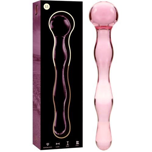 Ibiza Nebula Model 13 Dildo Borosilicate Glass 18x3.5cm Pink Cene