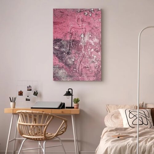  Slika - Figure on Pink Background (1-part) - Female Silhouette in Marble 20x30 Standard Slike