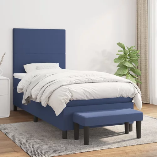  Krevet s oprugama i madracem plavi 90 x 200 cm od tkanine