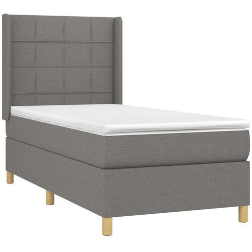  Krevet s oprugama i madracem tamnosivi 100 x 200 cm od tkanine Slike