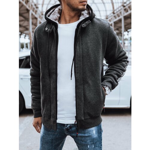 DStreet Men's insulated sweatshirt with print, dark gray Cene