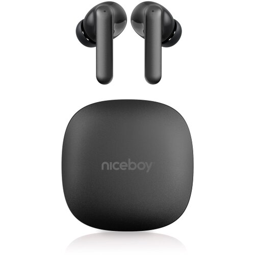 Niceboy pins 4 pro - bežične slu&amp;scaron;alice sa aktivnim prigu&amp;scaron;ivačem buke (anc), 380 mah + 2x 35 mah, IP54, crne Slike
