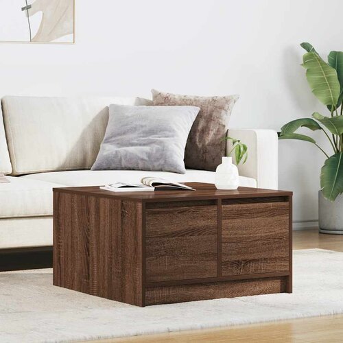 VidaXL Kavna mizica s predali rjav hrast 70,5x70x40 cm Slike