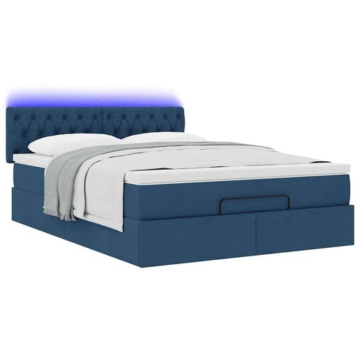  Otomanski krevet s madracem i LED plavi 140x190 cm tkanine Slike