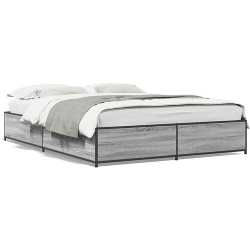 Maison Chic Posteljni okvir - Dvoposteljna postelja - Zakonska postelja siva sonoma 135x190 cm inženirski les in kovina-J15180, (21764692) Slike
