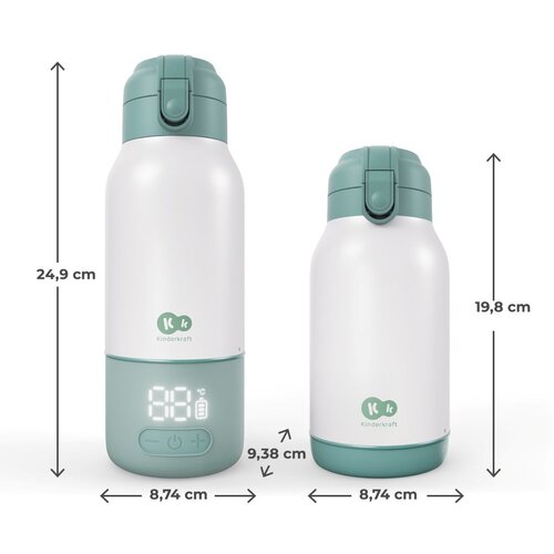 Kinderkraft GAJA prenosni grelnik - steklenička/termovka z baterijo 500 ml, zelena Slike