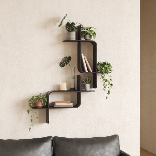 Umbra Crna polica s vi&amp;scaron;e razina od masivnog kaučuka 62 cm Montage &amp;ndash; Slike