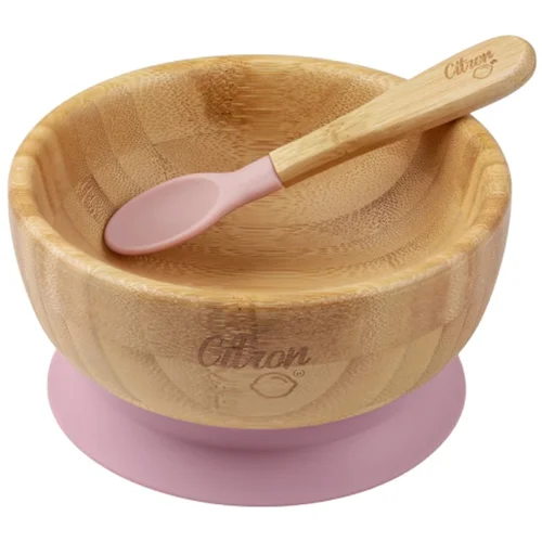 Citron Bamboo Bowl posudica s vakuumskim držačem Blush Pink 300 ml