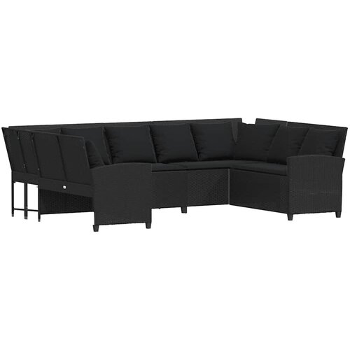 Maison Chic Vrtni kavč - Zunanji kavč z blazinami črn poli ratan, (22043859) Cene