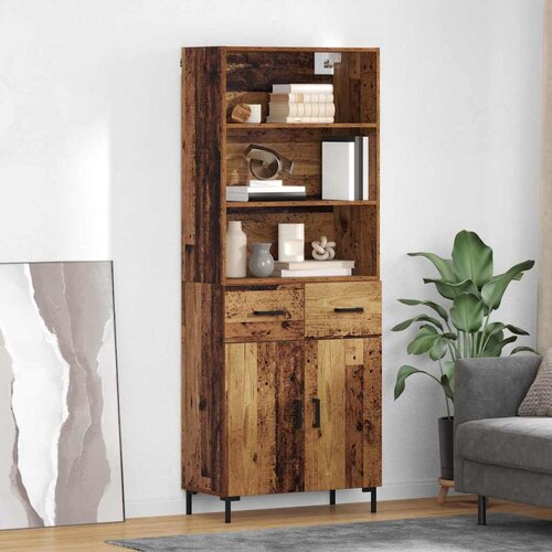 vidaXL Highboard Staro drvo 69,5 x 32,5 x 180 cm Konstruirano drvo Cijene