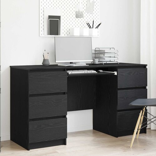  Stol s ladicama Crni hrast 140 x 50 x 76 cm Konstruirano drvo Cene
