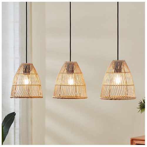 Eglo Ayesgarth viseća lampa 3xE27, 91 cm, crna/pleteni ratan, 43867 Cene