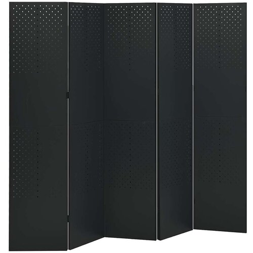  Paravan - Sobna pregrada s 5 panela crna 200 x 180 cm čelična - Crna 200 x 180 cm 1 Slike