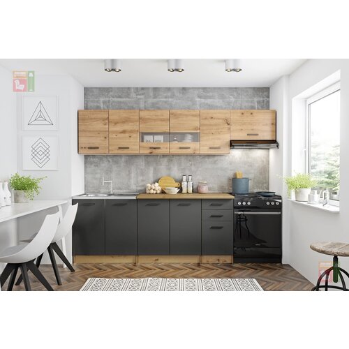 Halmar Kuhinjski blok Perla 260 - artisan hrast/siva Slike