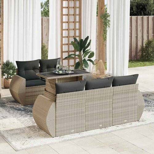 vidaXL 6-dijelni set vrtnih sofa od poliratana s jastucima svjetlosivi Cijene