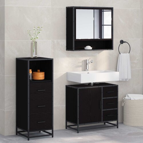  Set namje&scaron;taja za kupaonicu 3 kom. Crni hrast 65 x 33 x 60 cm Cijene