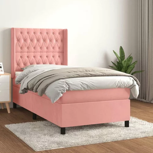 Box spring postelja z vzmetnico roza 80x200 cm žamet, (20895513)