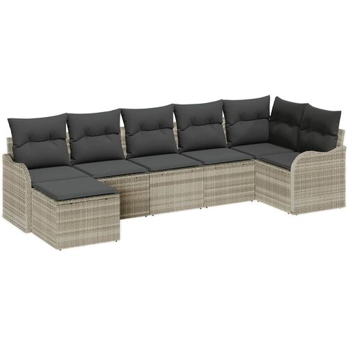  Sjedeća garnitura za vrt 7 kom. Svijetlo siva poliratan Svjetlosiva 287,5 x 122,5 x 69 cm Slike