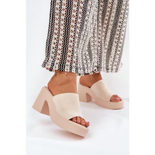Boto Women Sandals On Heel And Platform Beige Omeisa Slike