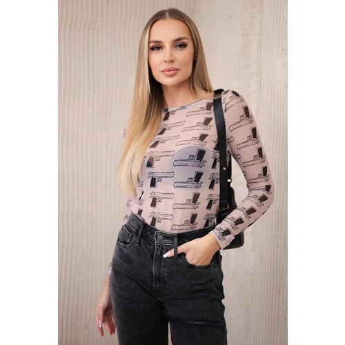 Kesi Body blouse with pistols beige Cijene