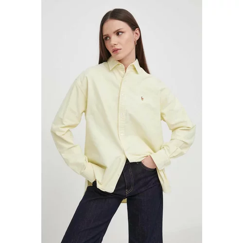 Polo Ralph Lauren Bombažna srajca ženska, rumena barva