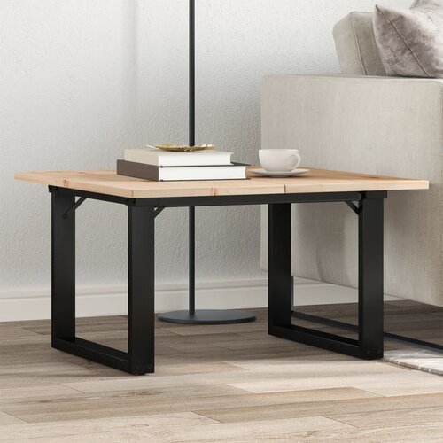  The Living Store Klubska mizica O okvir 70x70x40 cm trdna borovina lito železo - Klubska Mizica, (21495614) Cene