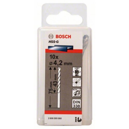 Bosch burgija za metal HSS-G, din 338 4,2 x 43 x 75 mm, 1 komad ( 2608595060. ) Cene