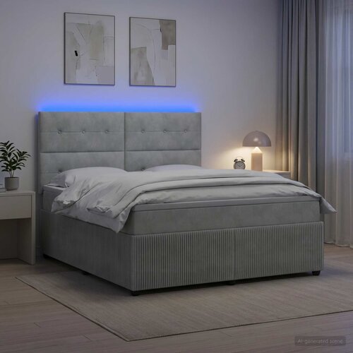  LED okvir za krevet s madracem Svjetlosiva 140 x 190 cm Baršun Cene