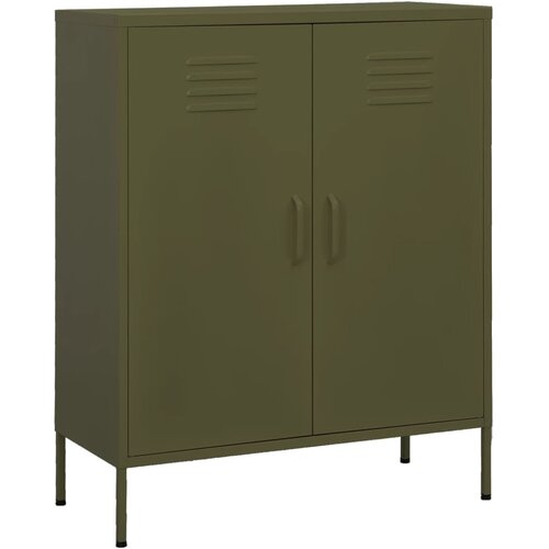 The Living Store Omara za shranjevanje olivno zelena 80x35x101,5 cm jeklo - Omara, (21435042) Slike