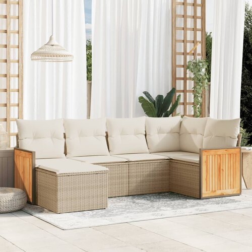 vidaXL 6-dijelni set vrtnih sofa s jastucima bež od poliratana Cijene