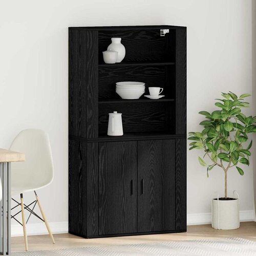  Highboard Crni hrast 80 x 33 x 150 cm Konstruirano drvo Cijene