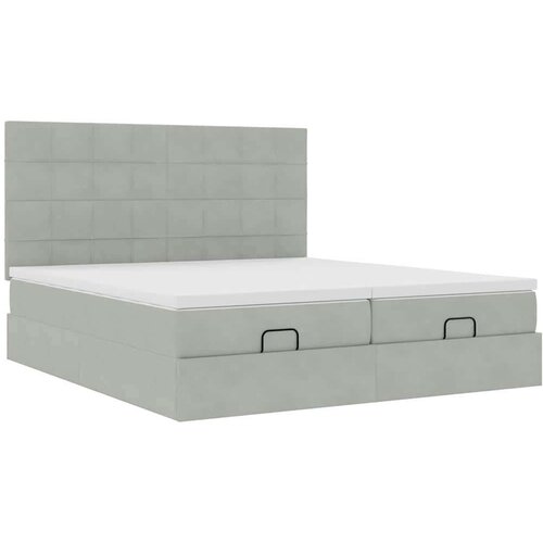 VidaXL Okvir kreveta s madracima svijetlosivi 160x200cm bar&amp;scaron;unasti Slike
