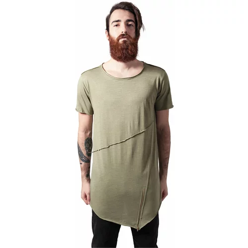 UC Men Bright olive T-shirt with a long front zipper with an open brim