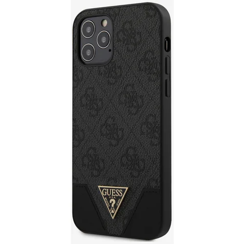 Guess PU 4G Triangle Zadní Kryt pro iPhone 12/12 Pro 6.1 Grey Ovitek za telefon Vijolična