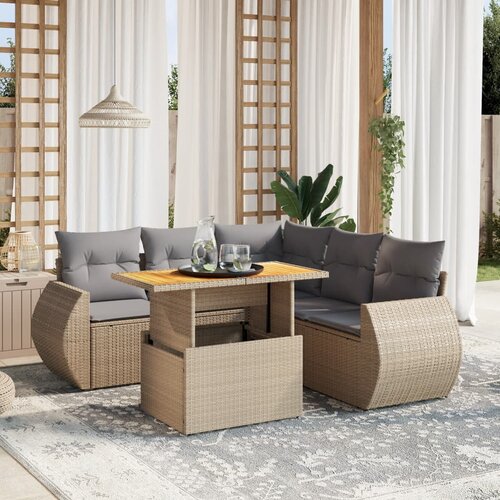 vidaXL 6-dijelni set vrtnih sofa s jastucima bež od poliratana Cijene
