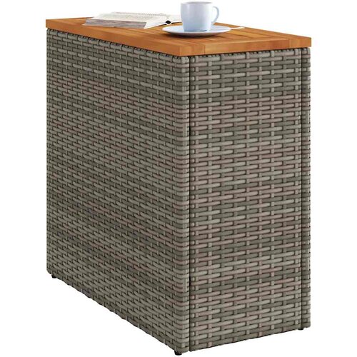  Vrtni bočni stolić s drvenom pločom sivi 58x27,5x55cm poliratan Slike