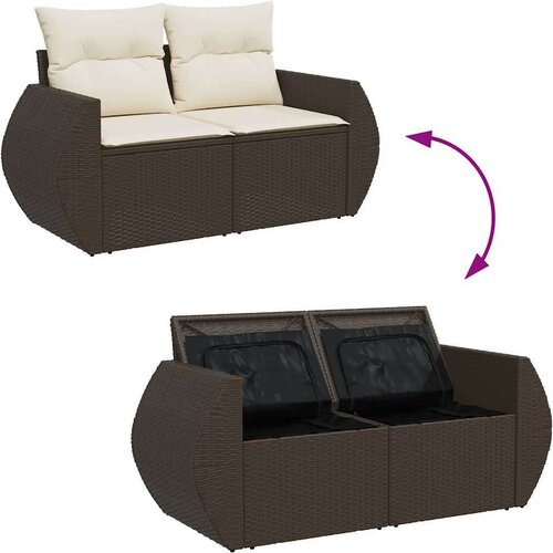 vidaXL 8-dijelni set vrtnih sofa s jastucima smeđi od poliratana Cijene