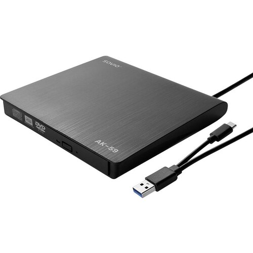 Savio AK-59 External slim CD /DVD Recorder R /RW - USB-C /USB-A, black Cijene
