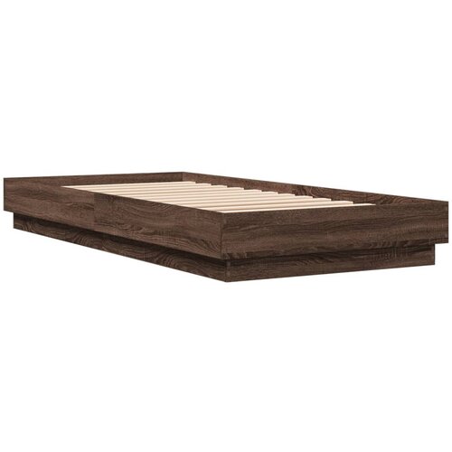  Okvir za krevet s LED svjetlima smeđa boja hrasta 100 x 200 cm Slike