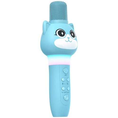 Free 2 Play Kiddigit Otro&amp;scaron;ki bluetooth brezžični mikrofon z LED lučko, blue cat Slike