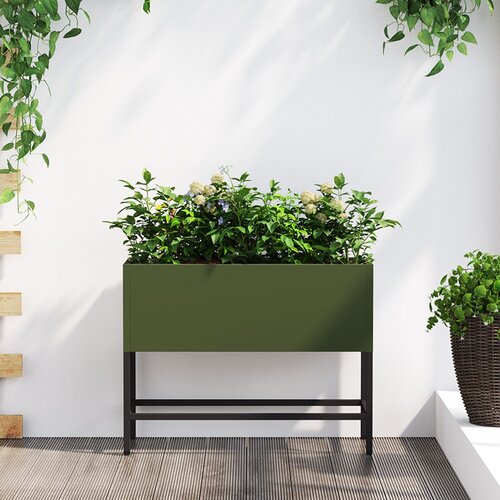 vidaXL Olivno zelena Kovina 60 x 26 x 45 cm Cvetlični zabojniki Cene